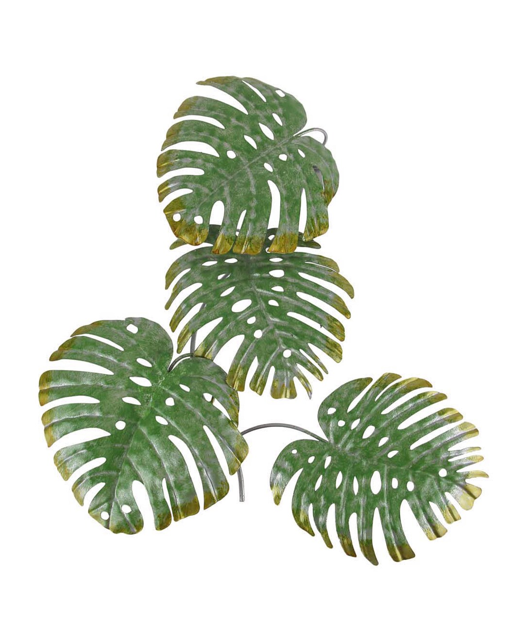 17 Inch Green Metal Palm Leaf Sculpture Wall Hanging Art Tropical Tree Decor